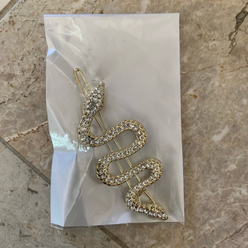 Gold Diamonds Shein Snake Hair Animal Hairpin Barrettes Accessories Side Clips